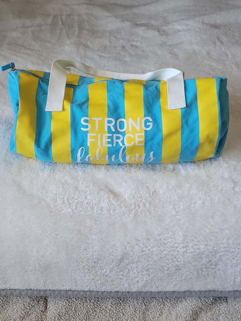 Pureology Yellow & Teal Striped Tote with White Logo💥💥